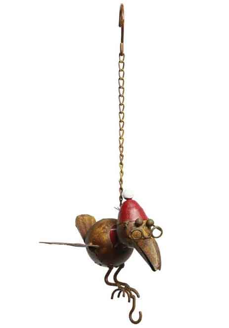 Futterhalter Meisenknödelhalter Weihnachtsdeko mit Dekovogel und Haken (P431416)