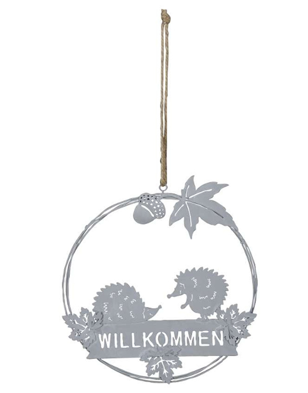 H�nger Igel Willkommen grau 20 cm (P631156)