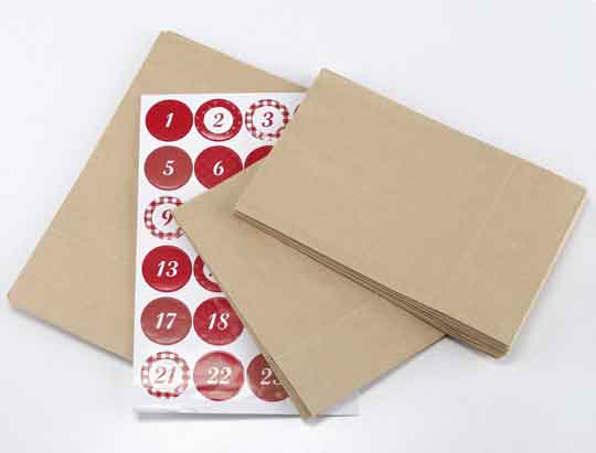 Adventskalender zum Basteln Papiertüten + Klammern (54027)