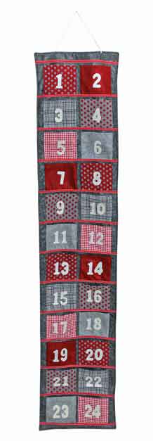 Adventskalender Filz 166 cm grau/rot (19332w)