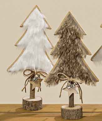 Tanne Baum Holz mit Fell 2er-Set 31 cm (1001085)