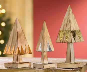 Baum Pyramide 3er-Set Holz 19 cm (G25531)