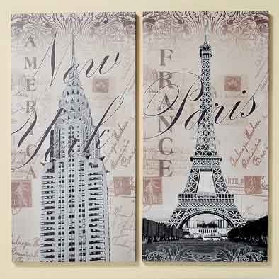 Bild Glitter City New York Paris Kunstdruck auf Keilrahmen (554410)