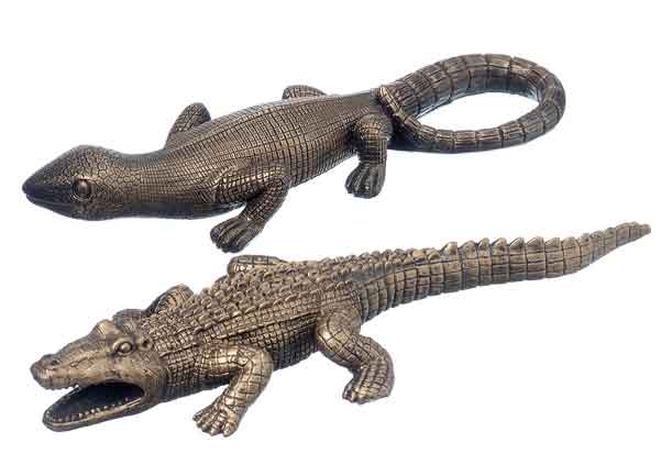 Eidechse Krokodil Kunstharz gold 41 cm (471470)