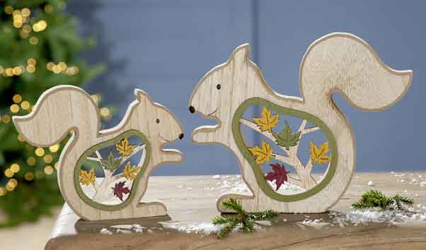 Eichhörnchen Herbstlaub Holz 2 Größen (49124G)