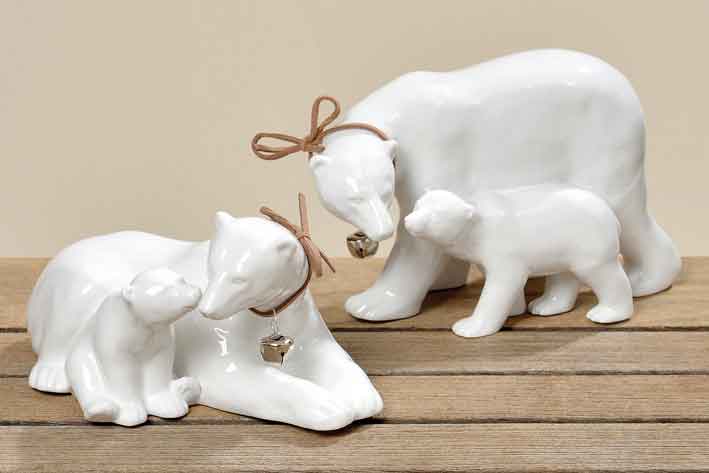 Eisbär mit Jungem Porzellan weiß, edel, 18 cm (114100)