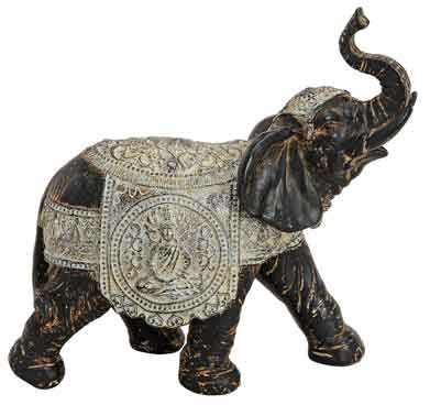 Elefant mit Schmuckdecke 18 cm (21448w)