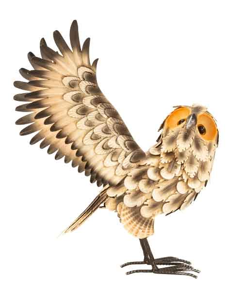 Eule Gartenfigur Metall farbig 43 cm (I3095)