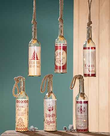 Flasche mit LED Beleuchtung und Spruch Flaschenpost Weihnachten (G21725)
