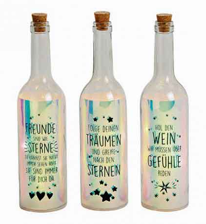 Flasche mit LED Beleuchtung und Spruch (22051w) Flaschenpost eBay