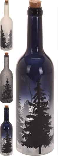 Flasche mit LED Beleuchtung, mit Bäumen, Flaschenpost (Ko6003140)