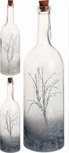 Flasche mit LED Beleuchtung, mit Zweig, Flaschenpost (Ko6003210)