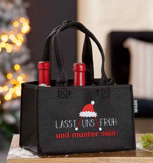Flaschenhalter Flaschentasche Flaschenträger Lasst und froh... Filz (G44885)