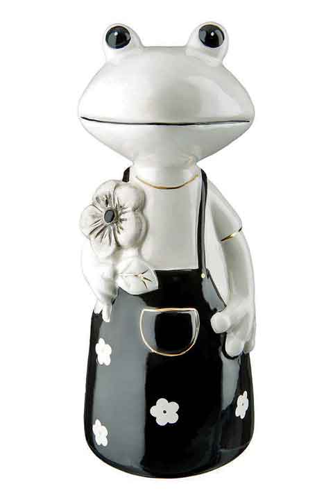 Frosch Findus Keramik schwarz-weiß 18,5cm (G51808) Gartendeko