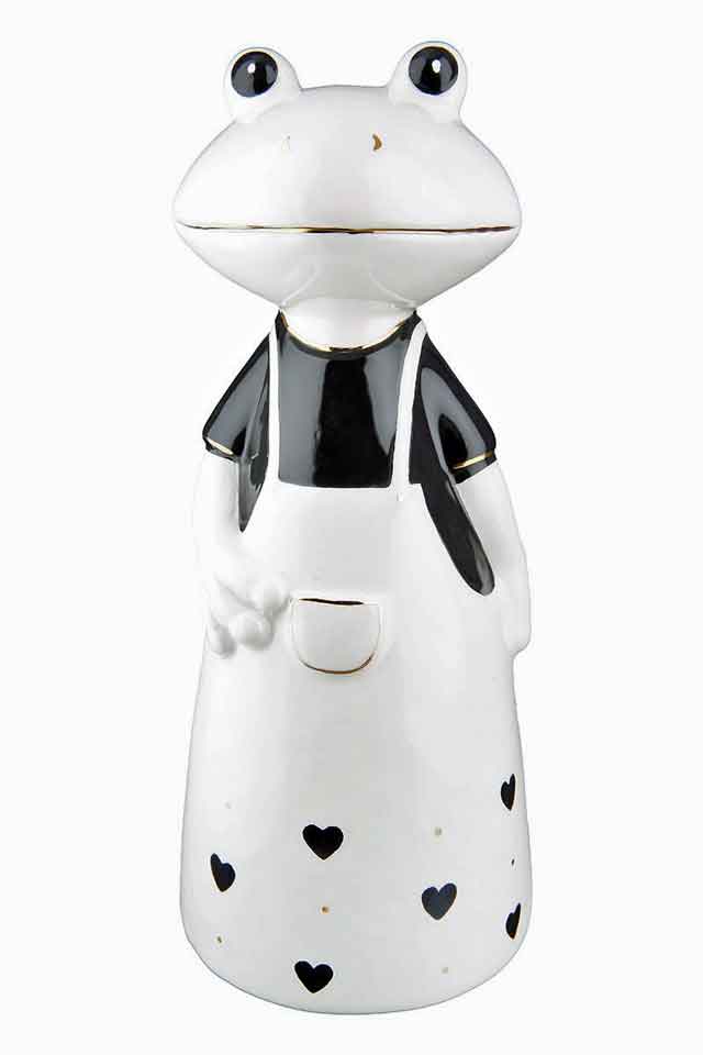 Frosch Findus Keramik schwarz-weiß 24,5cm (G51809) Gartendeko
