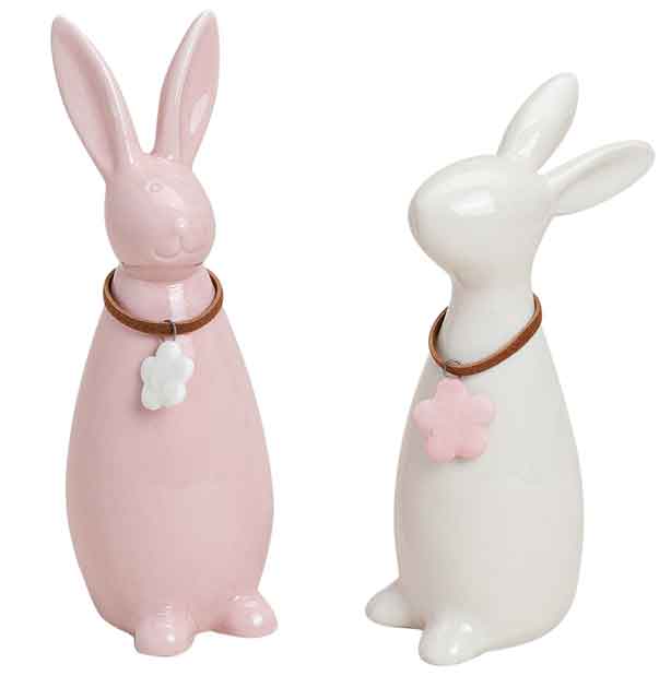Hase Porzellan weiß/rosa 2er-Set (14087w)