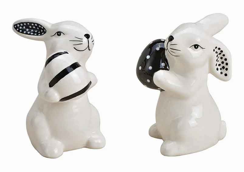 Hase Keramik schwarz-weiß 2er-Set (29342w)