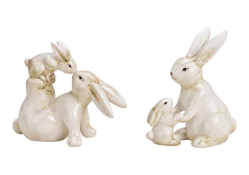 Hase mit Kind Keramik weiß 2er-Set (29479w)
