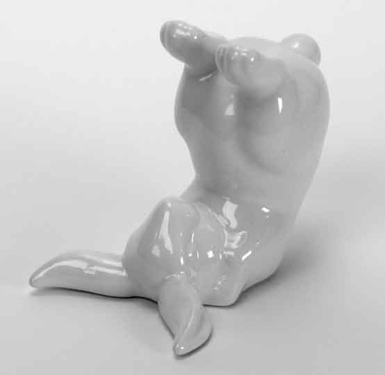 Hase im Kopfstand weiß 12,5 cm (V42877)