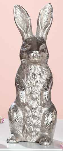 Hase sitzend Metall silber groß, edel (G65526)