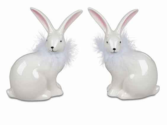 Hase mit Federn Porzellan 18 cm (705938B)