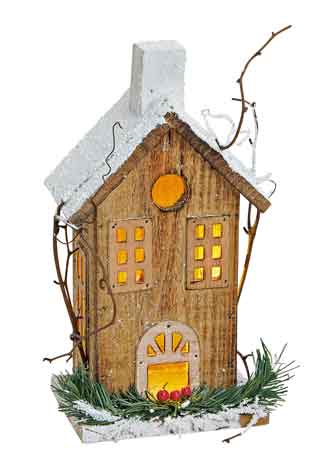 Haus Holz mit LED Beleuchtung (13298w)