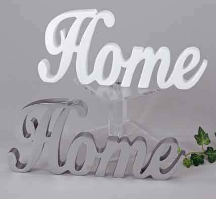 Schriftzug Home silber / wei (Fo788887)