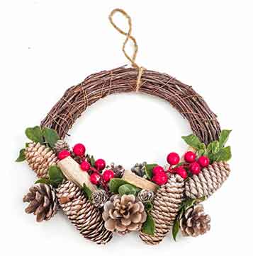 Kranz zum H�ngen mit Zapfen/Beeren 40 cm (921911)