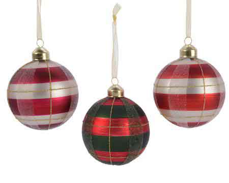 Baumschmuck Kugel 6-teilig Karo rot Glas (K060596)