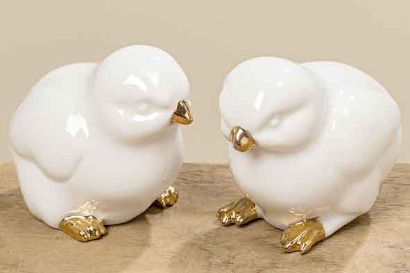 Küken Porzellan weiß-gold 2er-Set (361300)
