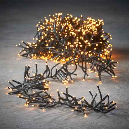 LED Lichterkette Cluster 384 LED warm-weiß 8 Funktionen+Timer für Innen + Außen (E1071808)