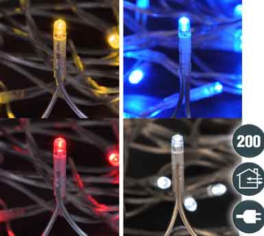 LED Lichterkette 200 LED 20 Meter 4 Farben (76082)