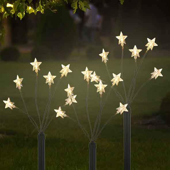 LED Gartenstecker Gartenleuchtstäbe Stern 4er (57986)