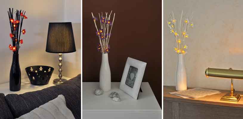 Lichterzweig mit Vase 63 cm 18 LED (76106)