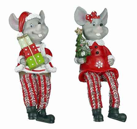 Weihnachtsmäuse sitzend 2er-Set 18 cm Kantenhocker (E1123754)