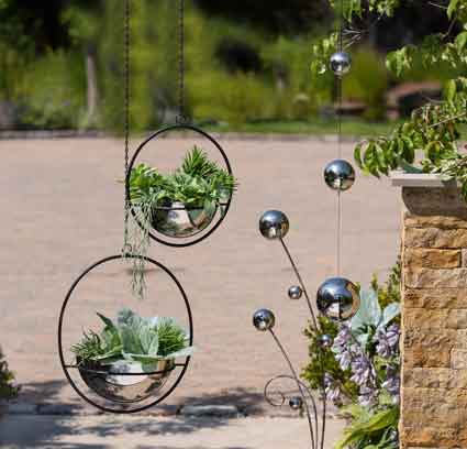 Pflanzschale hängend Edelstahl Metall mit Halter Blumenampel 3 Größen (G62129)