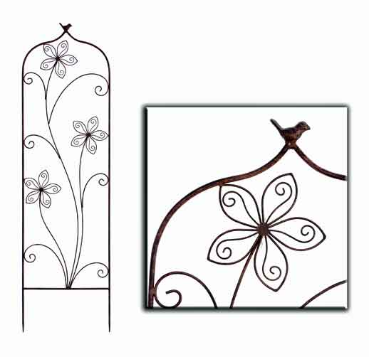 Rankhilfe Rankgitter BLUME, Metall, braun-antik (923864)