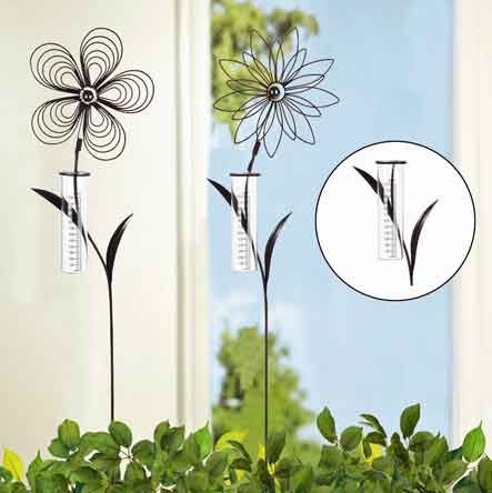 Regenmesser Gartenstecker Blume 110 cm braun (G67360)