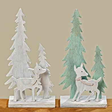 Reh mit Tannenb�umen Holz Aufsteller 23 cm (1001242)
