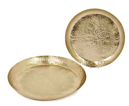 Schale gold Metall gehämmert flach (936121)