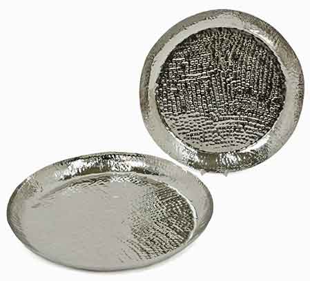 Schale silber Metall gehämmert flach (936122)