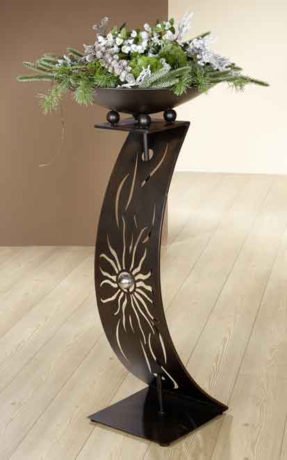 Säule Sonnenwoge mit Schale Metall (G68606) Schalenständer