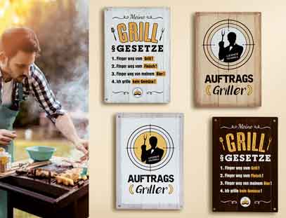 Schild Grillen farbig mit Spruch 13 x 19 cm (G68124)