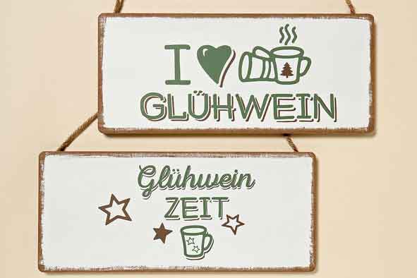 Schild Glühwein Holz (325900) Weihnachten