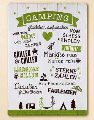 Schild Camping mit Sprüchen 30 x 42 cm Metall (G67101)
