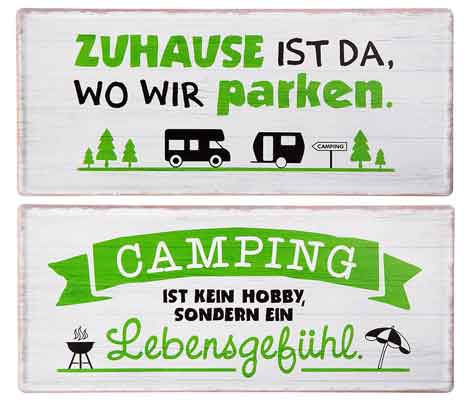 Schild Camping mit Sprchen 35 x 15 cm Metall (G67473)