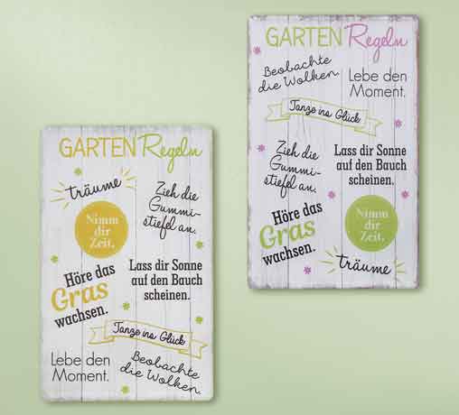 Schild Gartenregeln mit Sprüchen 19 x 30 cm (G68678)