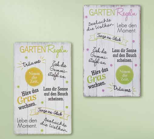 Schild Gartenregeln mit Sprchen 19 x 30 cm (G68678)