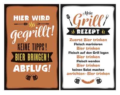 Schild Grillen Relief 30 x 18 cm (G68847)