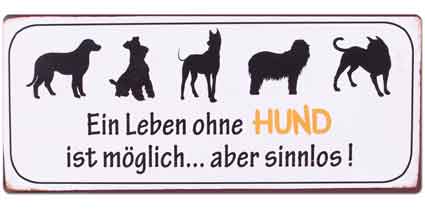 Schild Hund 30 x 13 cm (70305w)